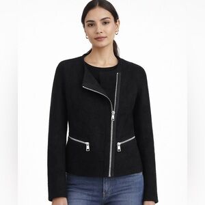 Line Black Wool Moto Jacket with Silver Accents